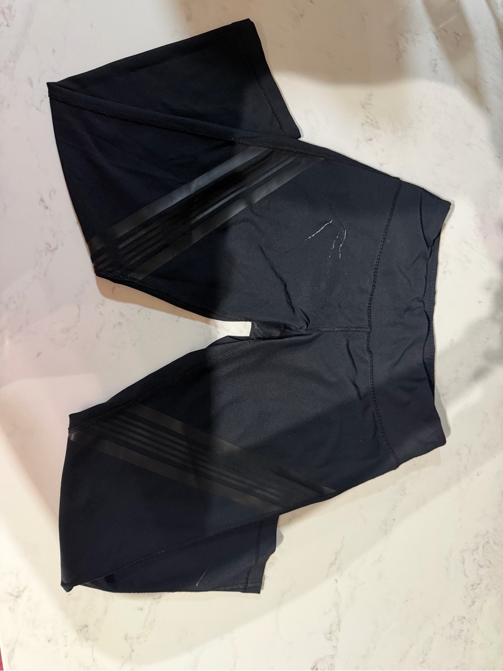90 Degree By Reflex Black Athletic Compression Shorts with Tonal Stripe